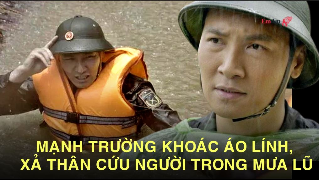 Mạnh Trường khoác áo lính, xả thân cứu người trong mưa lũ, dân mạng hết lời ngợi khen